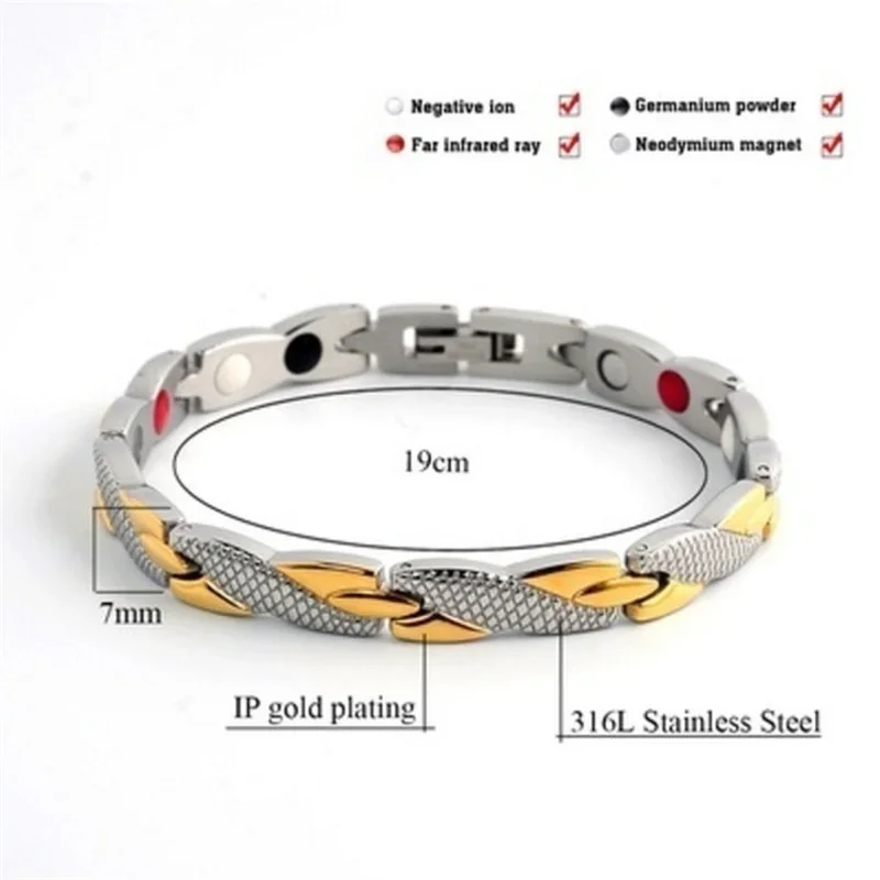 Magnetic Bracelet For Women Health Sliming Blood Pressure Stainless Steel Bio Energy Bracelet Femme Reilef Arthritis