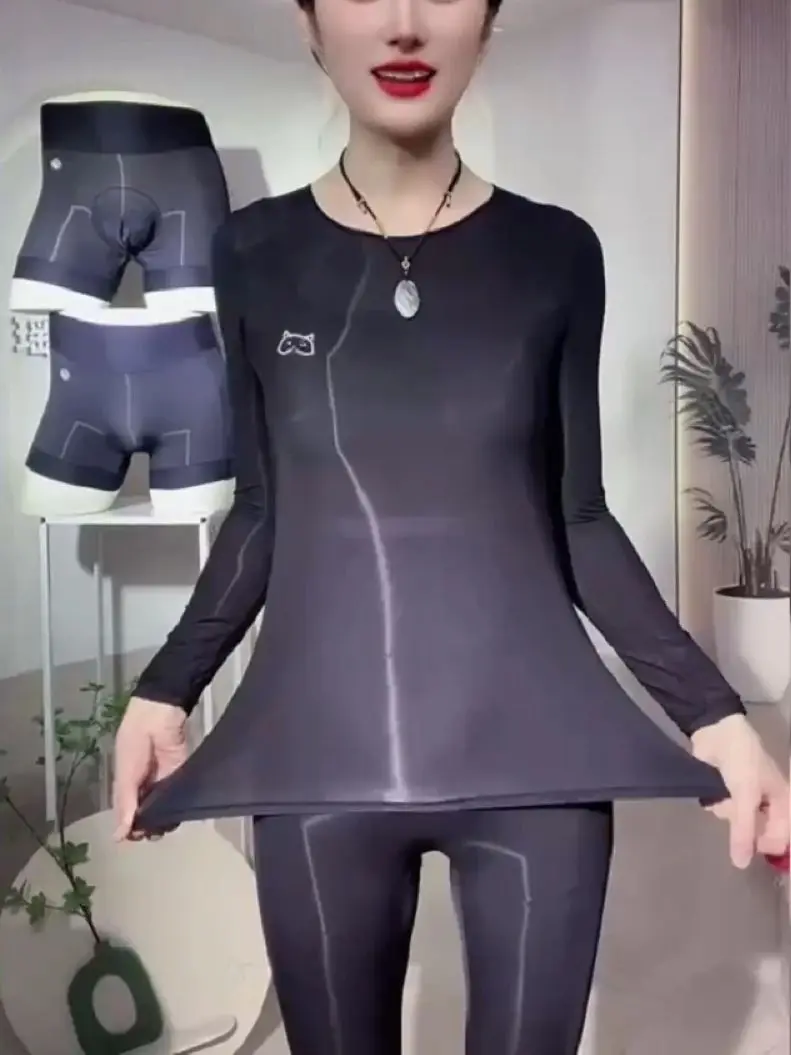 Women's Underwear Bottom Shirt Breathable Comfortable Long Sleeve Slim Fit Basic T-Shirt and Comfortable Highly Elastic Pants