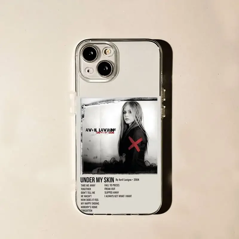 Avril L-Lavigne Album Poster Phone Case For iPhone,11,12,Mini,13,14,15,Pro,XS,Max,X,8,7,6s,Plus,5,SE,XR Transparent Shell