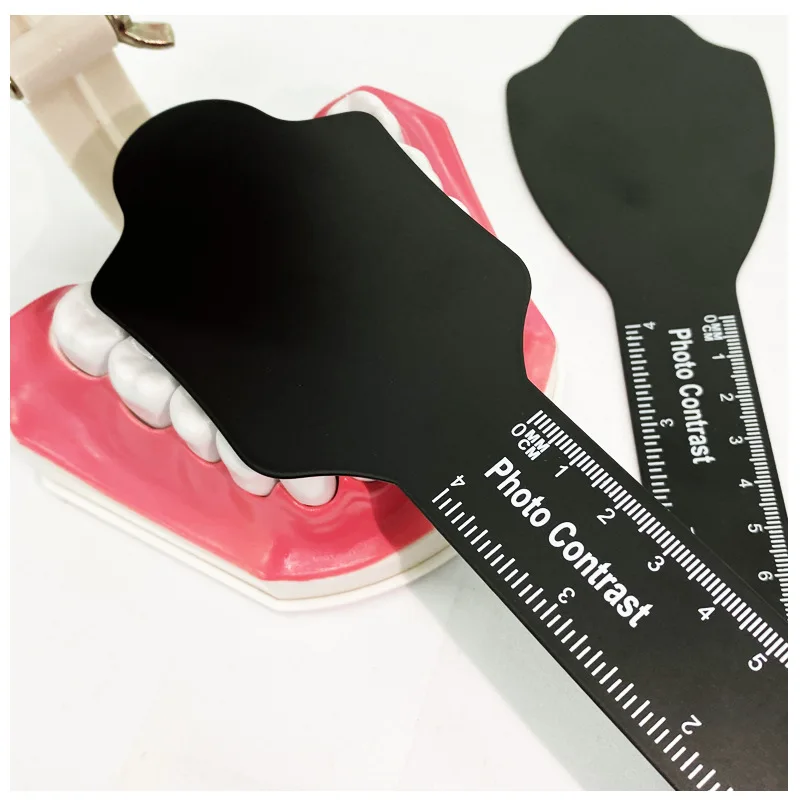 1Set Dental Orthodontics Black Background Plates Image Shooting Correction Contrast Plate with Scale Oral Buccal Plate