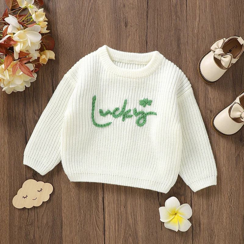 Baby Sweaters Knitted Newborn Girls Boy Pullover Long Sleeve Autumn Infant Children Clothing Fashion Embroidered Letter Top Warm