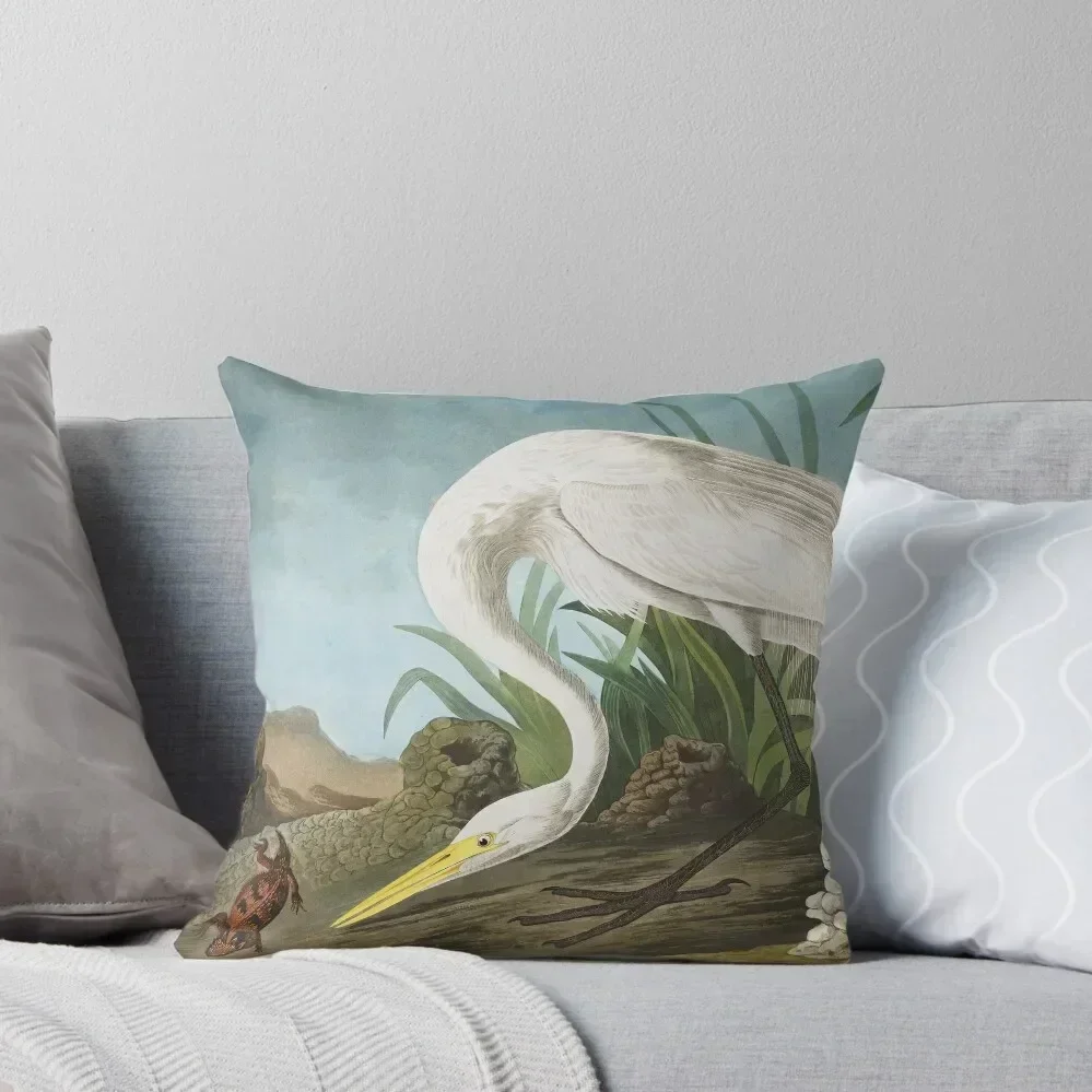 White Heron - John James Audubon Throw Pillow Sofa Covers For Living Room ornamental pillows for living room pillow