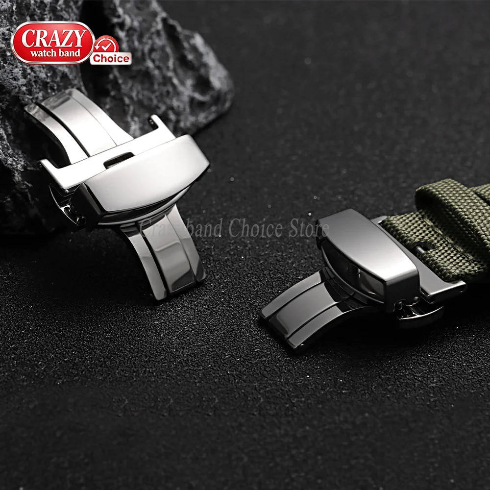 Stainless Steel Butterfly Buckle Polished Matte Button Universal WatchBand Buckles 16mm18mm20mm22mmLeather Strap Clasp Accessory view 5