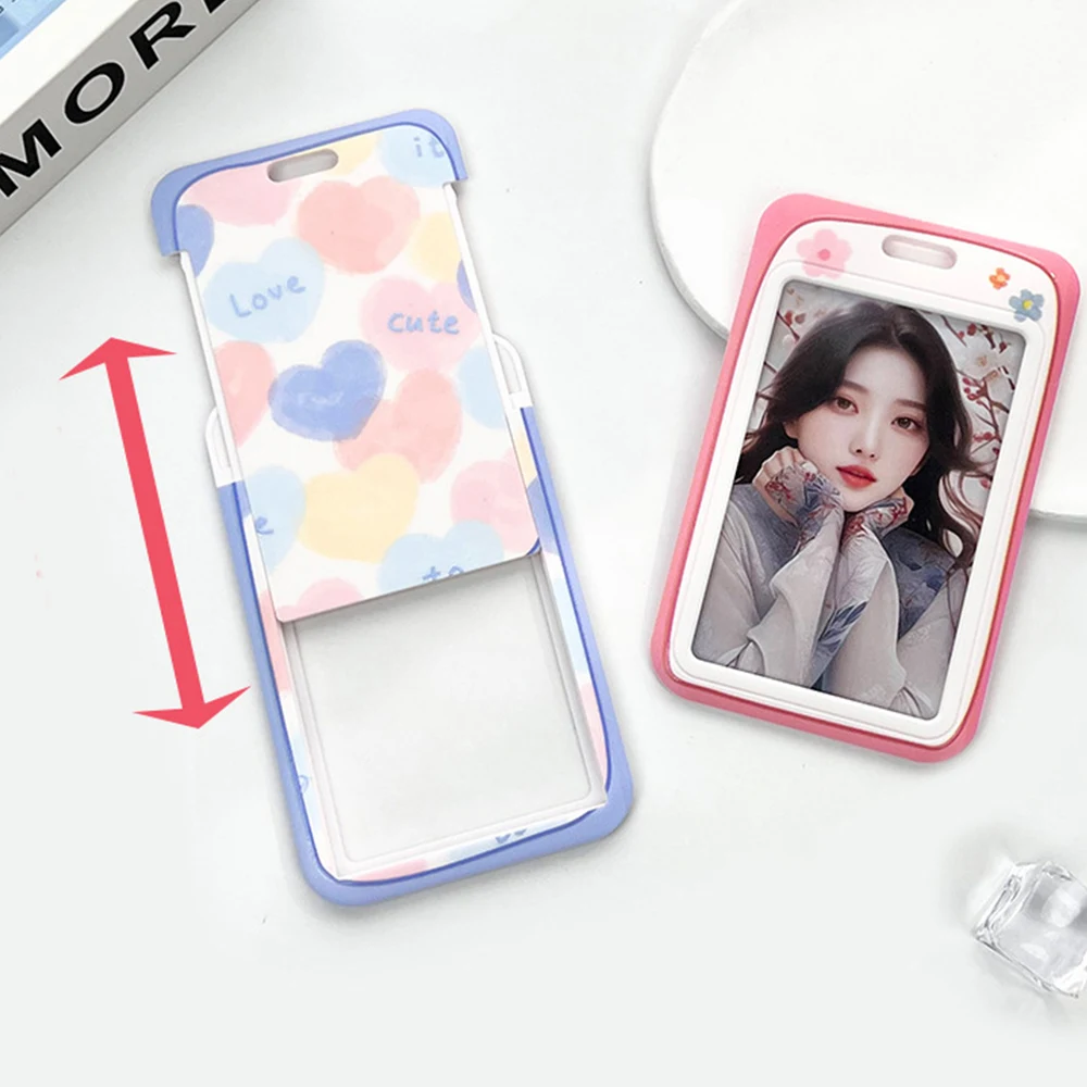 INS Cartoon Flower Print Women Card Protector Cover Case Card Holder portachiavi Badge Holder Work ID Card Bus ID Card Holder