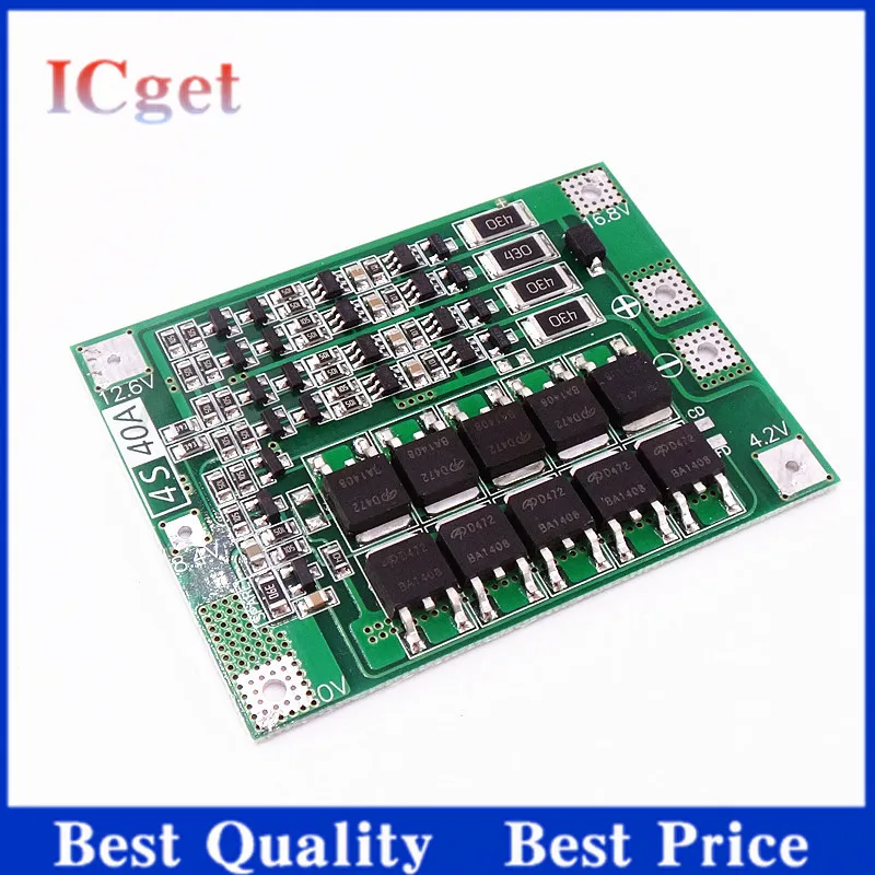 3S 4S 40A 60A Li-ion Lithium Battery Protection Board BMS 12V 16.8V Overcharge Protection with Balance Enhanced for Drill DIY
