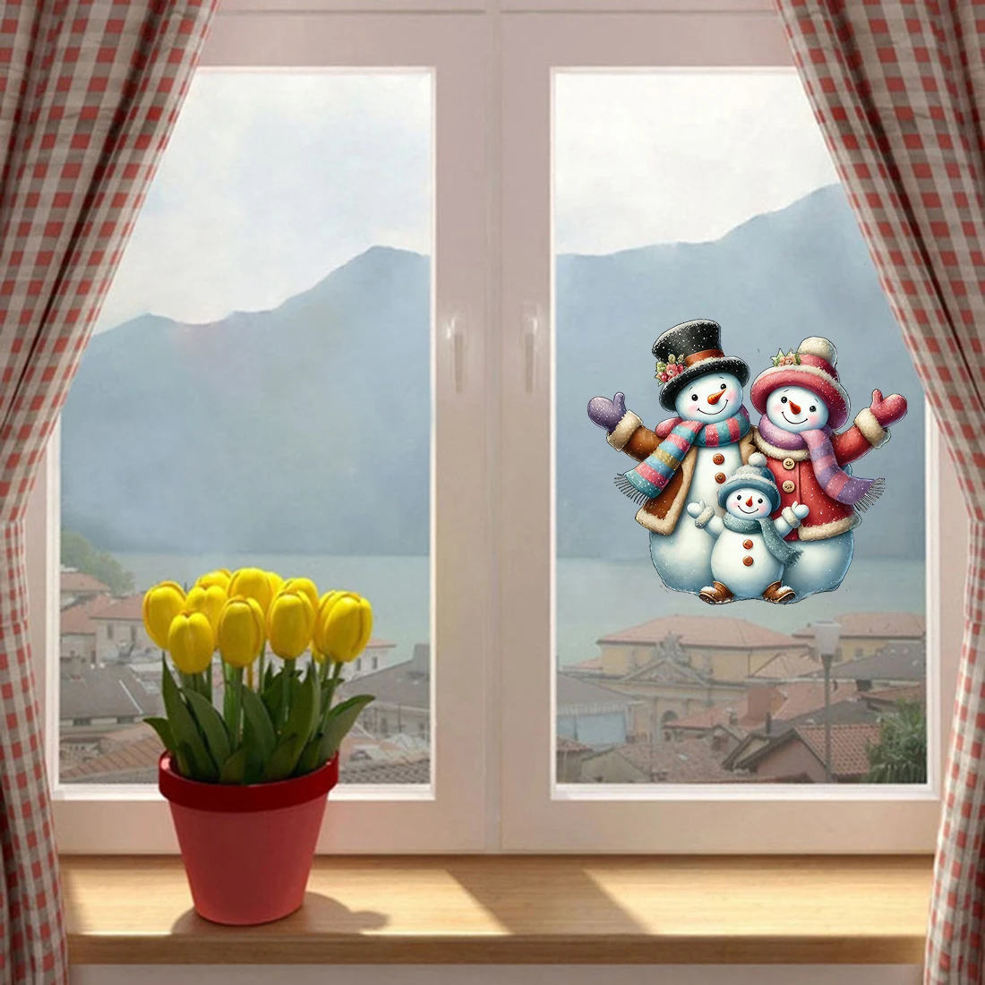 Three Ratels CFN202 Funny snowman cartoon stickers for home decoration door decals Christmas stickers