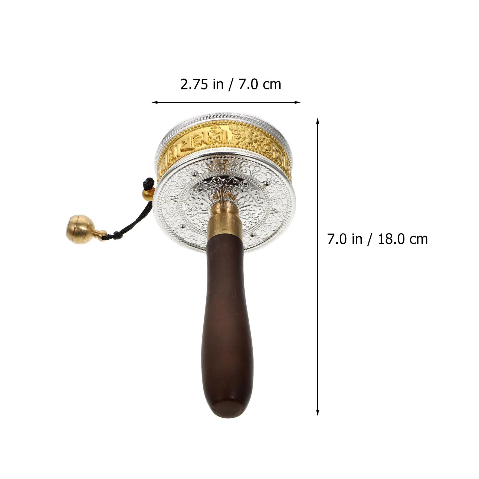 

1 pc Tibetan Prayer Wheel Pure Copper Handheld Buddhist Artifact For Home Office Decor Blessing Gift Golden Silent Rotation