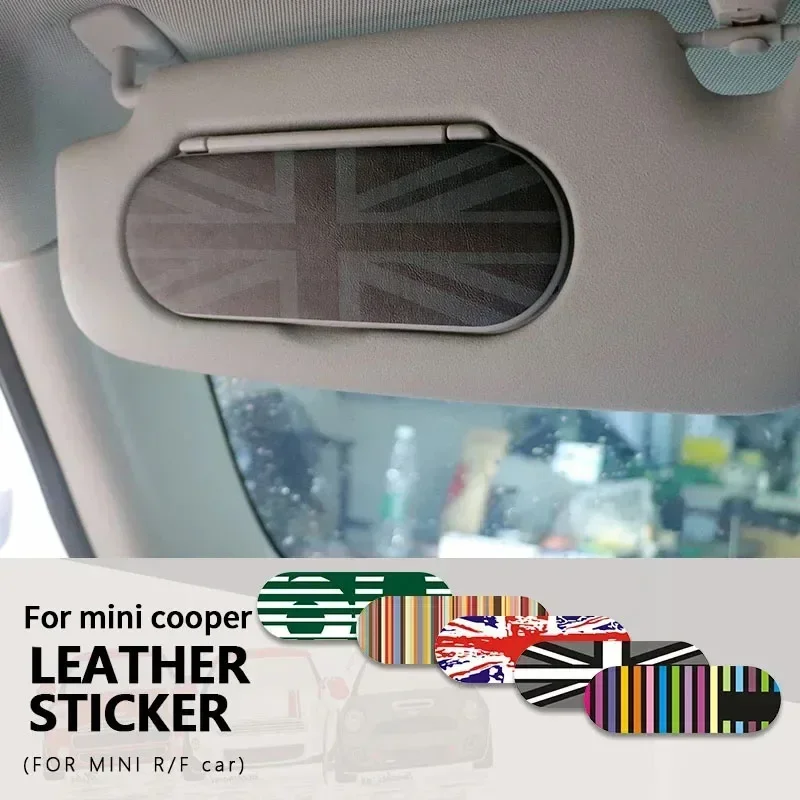 Car Sun Visor leather Sticker For Mini Cooper F54 F55 F56 F57 F60 R55 R56 R57 R58 R59 R60 R61 Makeup Mirror Back  Decals Sticker