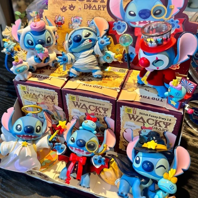 Disney Stitch Blind Box Weird Diary V2 Series Anime Figures Mystery Box Collectible Cute Pvc Statue Doll Children Birthday Prese