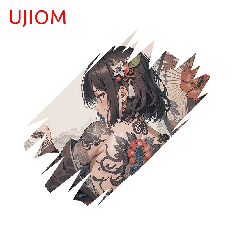 UJIOM Pretty Japanese Tatto Girl Wall Sticker Creative Attractive High Quality Graphics Decal Suitable for Smooth Surfaces