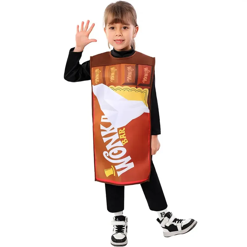 Umorden Unisex Boys Girls Chocolate Bar Winner Golden Ticket Costume for Child Kids One Tunic