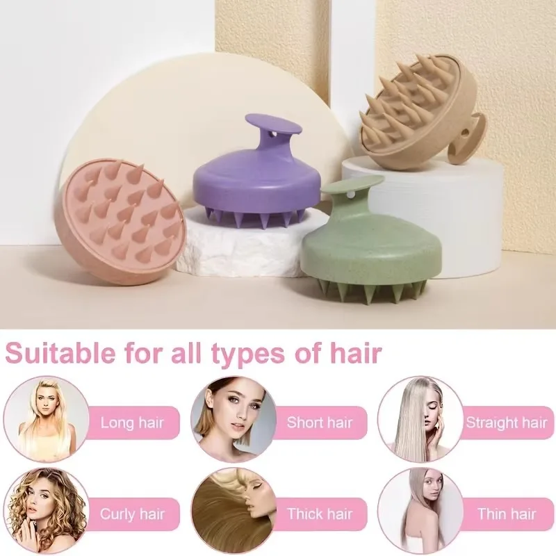 Multicolored Soft Wheat Straw Scalp Massage Brush - Perfect for Hair Cleansing, Exfoliation & Head Scrubbing，Scalp massage brush