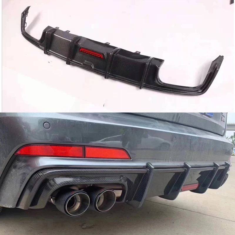 K Style Carbon Fiber Rear Bumper Lip Spoiler Diffuser For Audi A6 Sline C8 S6 2019 2020 2021