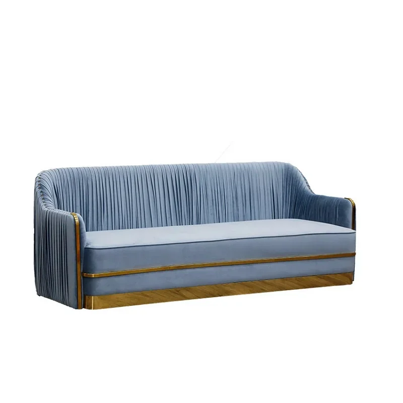

Modern Stainless Steel Frame Fabric Sofa Set Furniture Living Room Velvet Hotel House Sofas