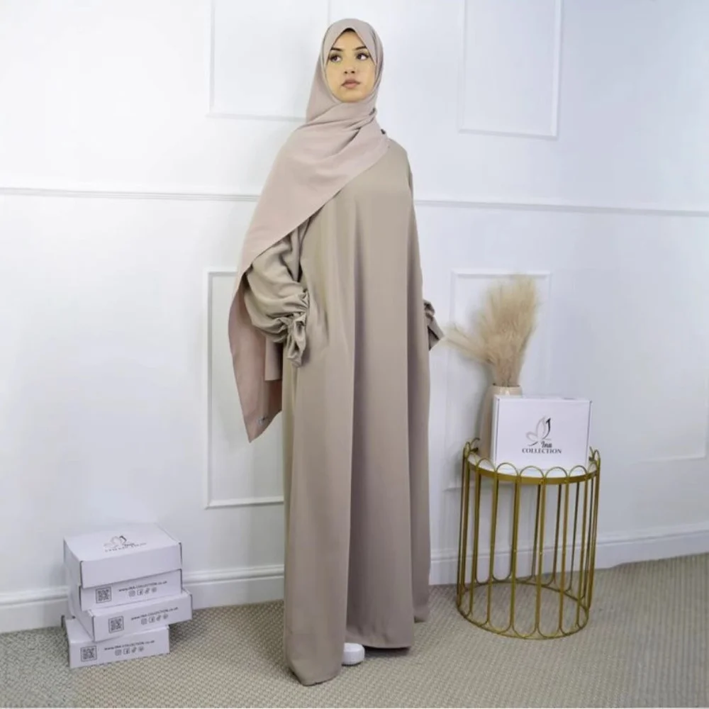 Luxury Abaya For Muslim Women Kaftan Dubai Long sleeves Evening Dress With Hijab Modest 2 Piece Abaya Set