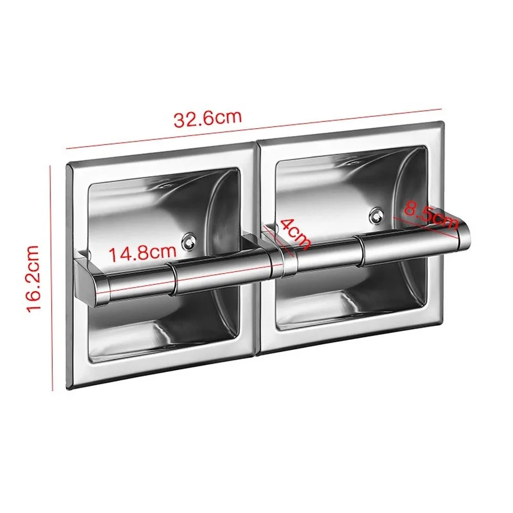 Silver Stainless Steel Toilet Holder Stainless Steel Bathroom Organizer Stainless Steel Holder Embedded Bathroom Organizer