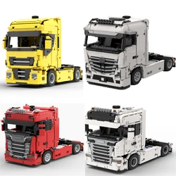 1:21 scale Engineering Container Tractor Heavy Duty Truck Trailer Tower Head creative ideas Children toy gift technology Blocks