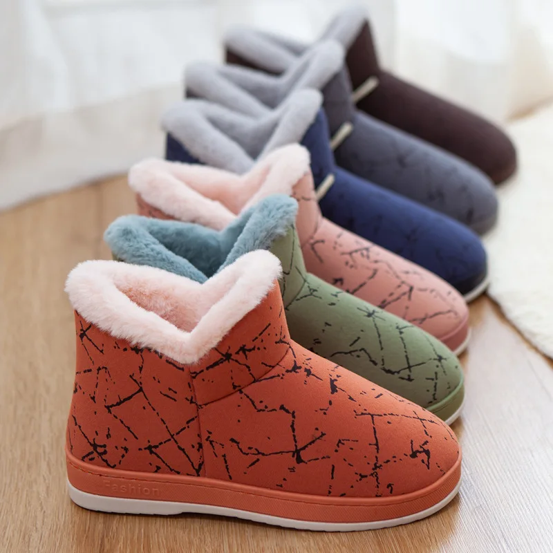 Female Winter Unisex Plus Size 36-47 Casual Plush Shoes Warm Velvet Sneakers Men Women Snow Boots 2023 Household Cotton Slippers