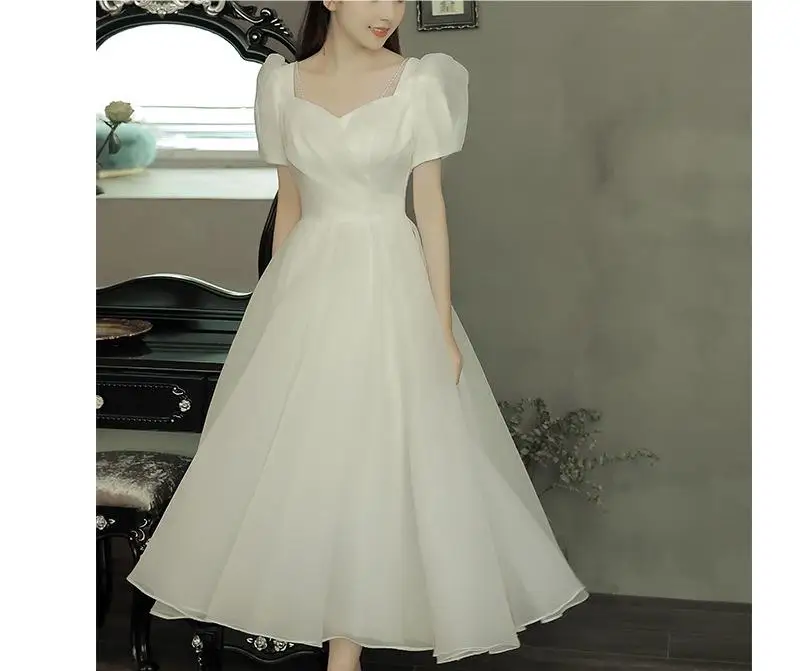 

HA 47 Wedding dress white simple