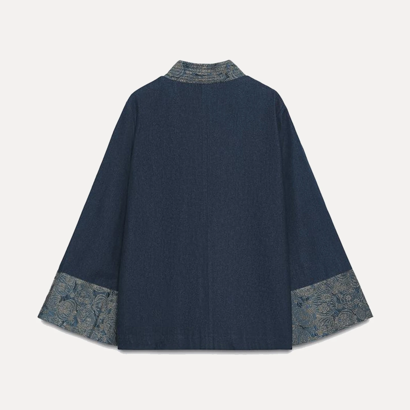 Faionable تأثير الدنيم المطرز المرأة Jaet الخريف 2025 الوقوف صالح طويل Sve زر إغلاق السيدات ملابس خارجية #4