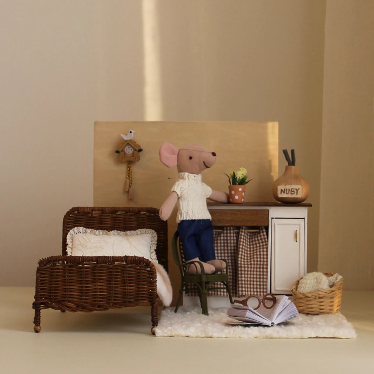 H-15 سنتيمتر اللعب منزل دمية مع للتغيير سترة الماوس مناسبة ل Bjd Ob11 Maileg بيت الدمية الملحقات مناسبة لهدايا عيد الأطفال هدايا عيد الميلاد