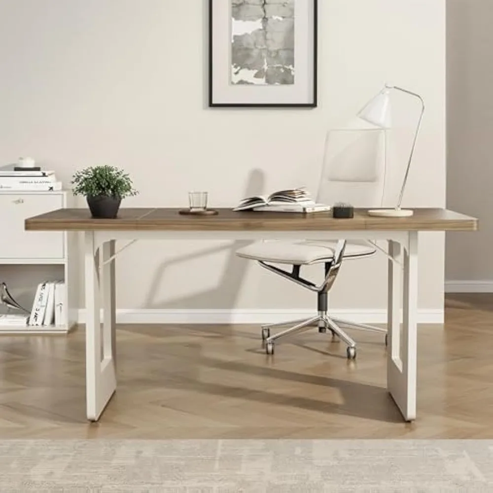 Mesa de cocina rectangular de 63" para 6 personas, mesa de cena moderna, mesa de comedor de madera para cocina, comedor y sala de estar