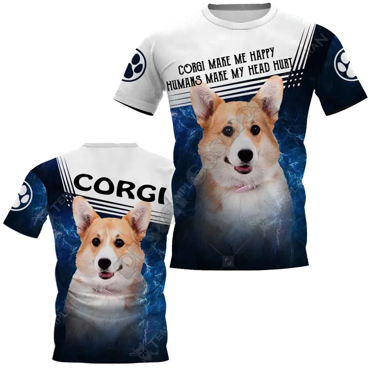 

PLstar Cosmos Galaxy Corgi 3D Printed t-shirt Harajuku Streetwear T shirts Funny Dog Men For Women Short Sleeve