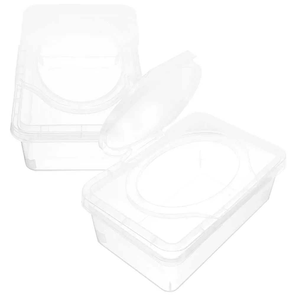 

2pcs Tissue Box Wipes Case Dust-proof Storage Dispenser Holders for Home Travel Transparent Lid Large Capacity