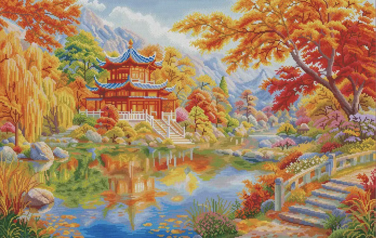 

9ct 110x75cm Four Seasons Printed Kit Cross Stitch Embroidery DIY Needlework Set Crafts With Needles Threads
