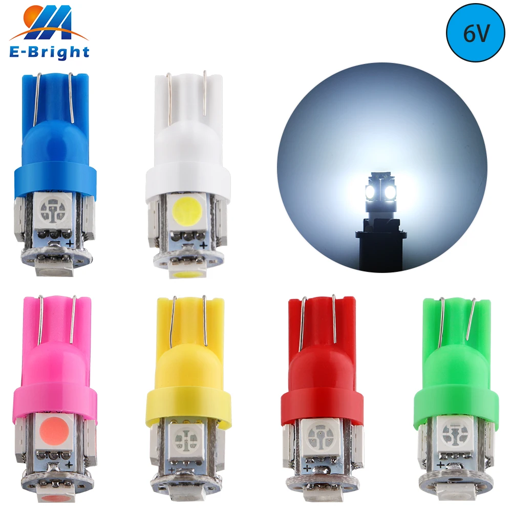 

10PCS T10 W5W 6V 6.3V DC Light Bulbs 194 168 2825 Bulb 6 Volt Bayonet Led Bulb for Pinball Machine Lights Led Flashlight