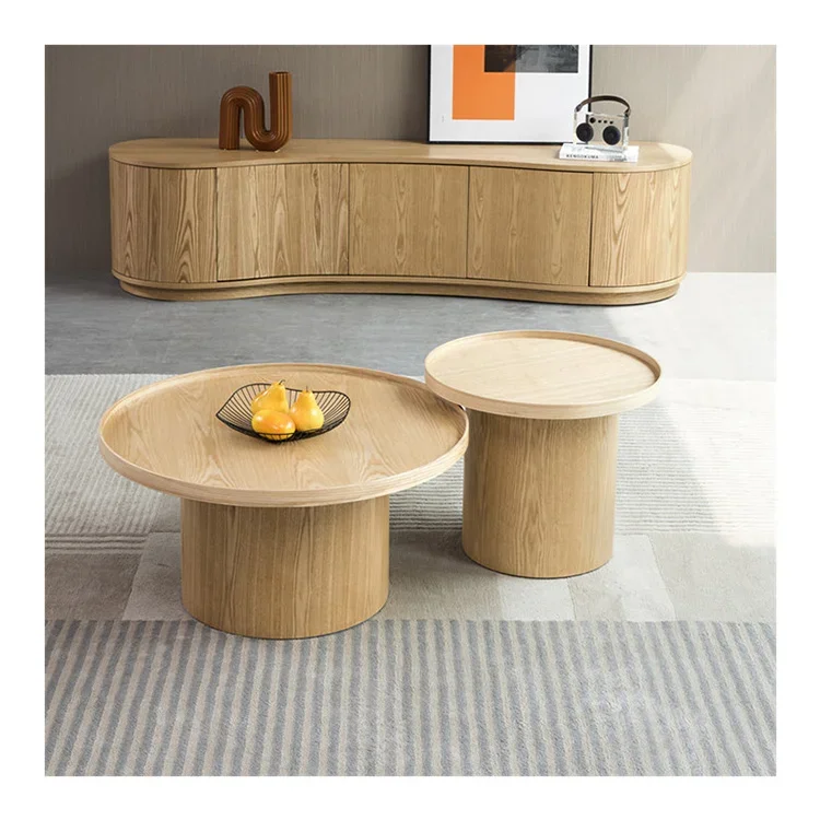 Luxury Wooden Coffee Tables Living Room Furniture Ash Frame Birch Curved Solid Wood Japandi Coffee Side Tea Table Wood