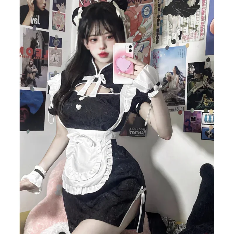 Cosbao vestido Cheongsam chino Halloween Anime mucama disfraces de juego de rol mujeres Love Live Cosplay japonés dulce Lolita fiesta Unifo