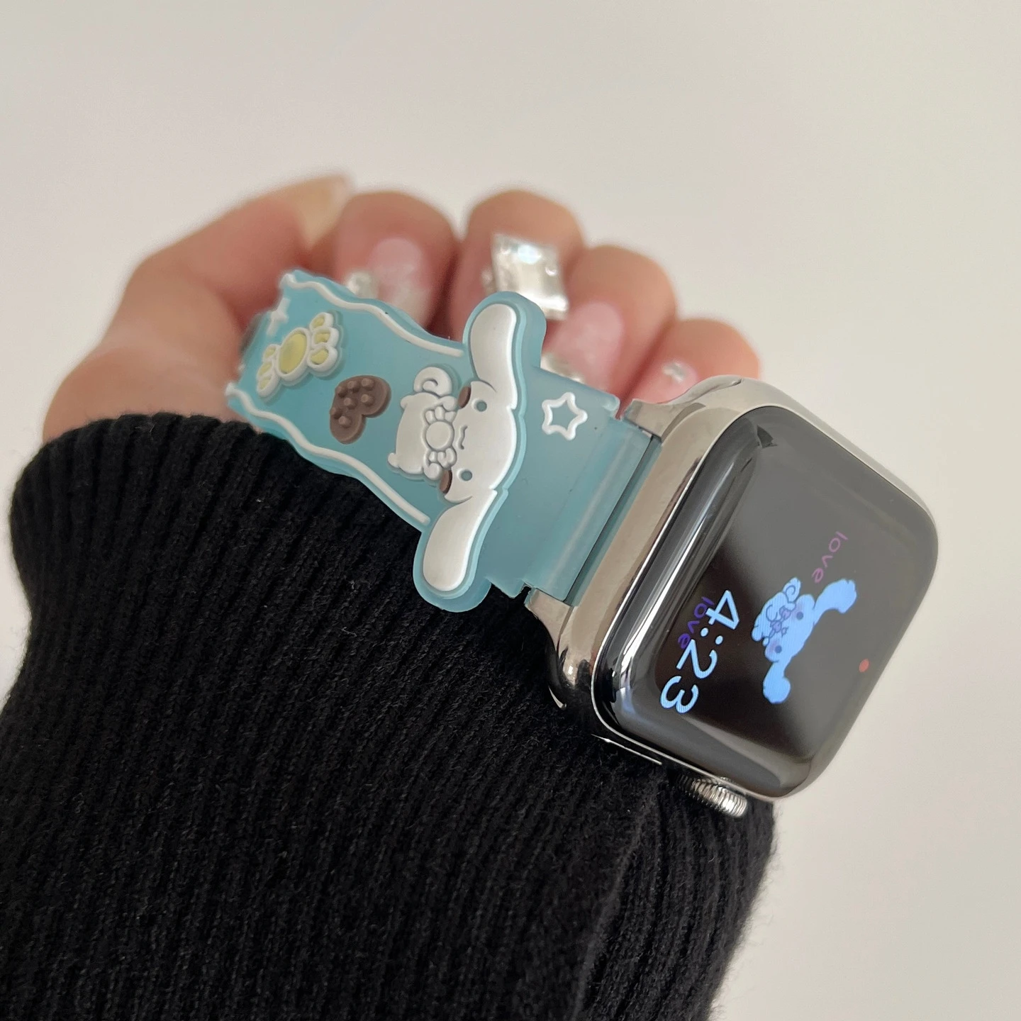 Cartoon Sanrio Hello Kitty Apple Watch Strap Cute Cinnamoroll Kuromi Melody 38 40 42MM Apple Silicone Print Strap Girl Gifts