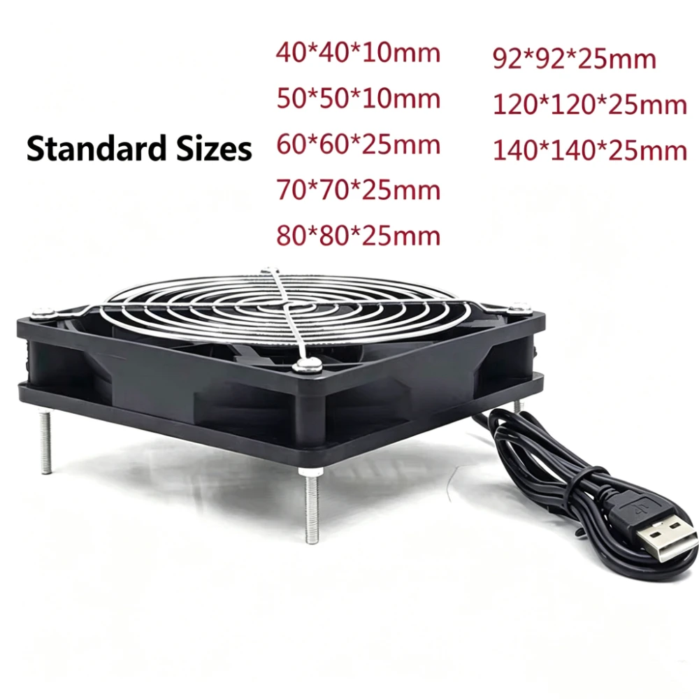 4cm 5cm 6cm 7cm 8cm 9cm 12cm 14cm 12V USB Powered Computer PC Case Fan For Receiver DVR Xbox TV Box Router Silent Chassis Cooler
