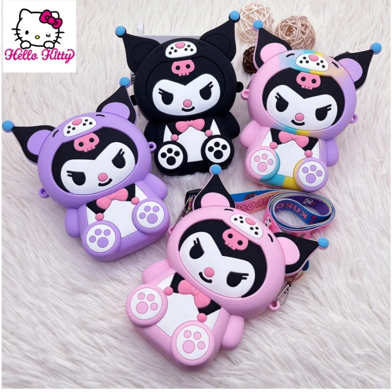 sanrio hello kitty cartoon silicone coin purse coin pouch cute children\'s shoulder bag baby mini storagebirthday gift anime doll