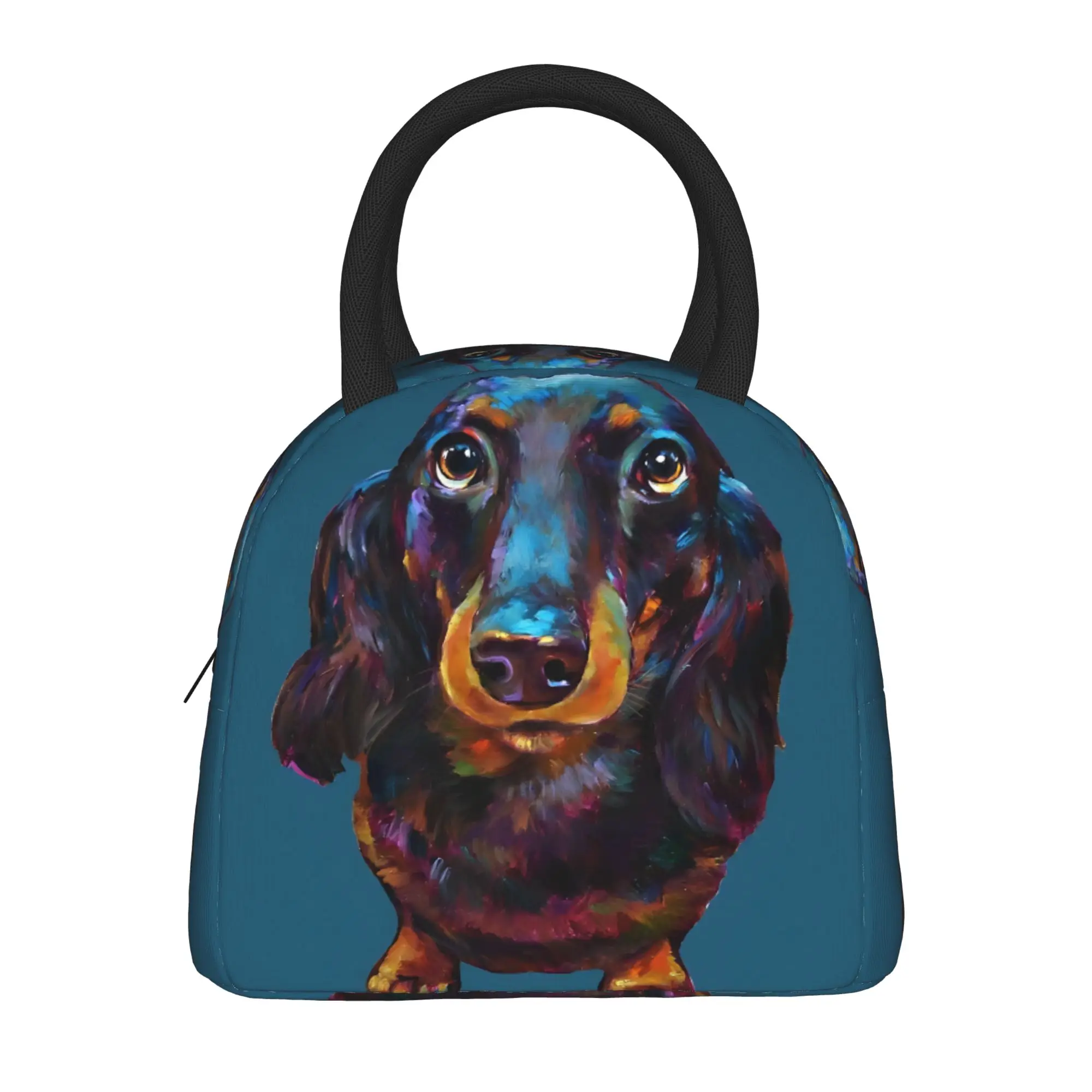 Colorful Abstract Dachshund Art Print Lunch Bag Picnic Lunch Box For Child Thermal Lunch Bags Oxford Portable Cooler Bag