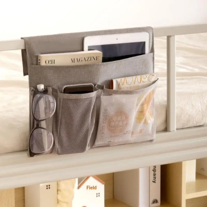 New Storage Basket Hanging Storage Rack Bed Remote Control Bookshelf Dormitory Storage Bag Stand With Hook Bedside Pocket
