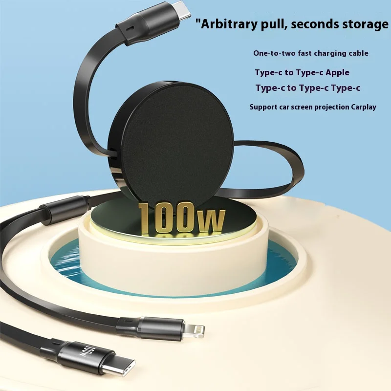 240W Retractable Type C to USB C Cable PD Quick Charge Fast Charging Type C to Type C for Cubot KingKong Mini 2  Huawei Y6 2019