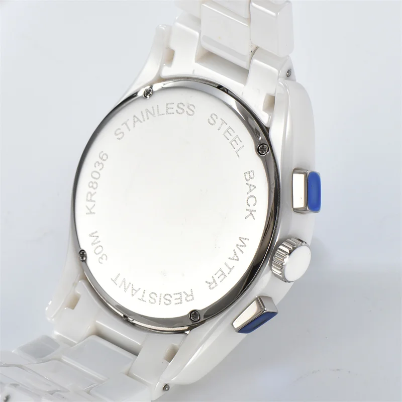 Men Women Ceramics Quartz Watch Triple Dial Wristwatch Simple Design Fashion Watch