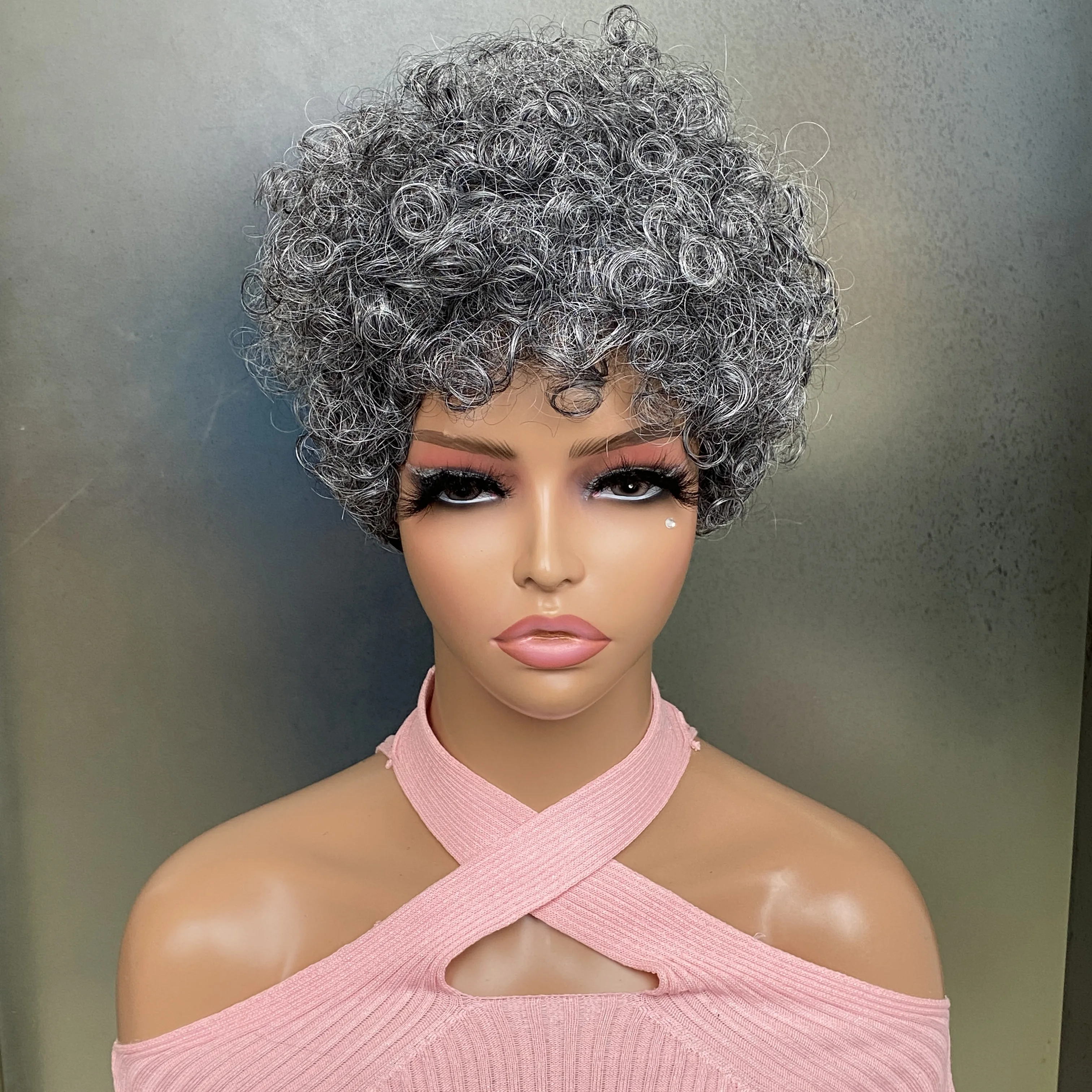 Short Afro Curly Synthetic Wigs for Black Women Gray Short Curly Wigs Girls Short Hairstyles