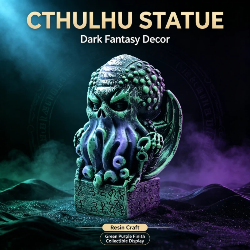 Curious dark Cthulhu sculpture, winged old god octopus model study shelf atmosphere decoration collection decoration