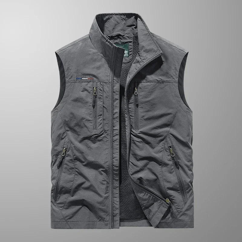 Fishing Waistcoats Outdoor Journalist Photography Camping Vest Multi-pocket Casual Man Breathable Sleeveless Jacket Outwear