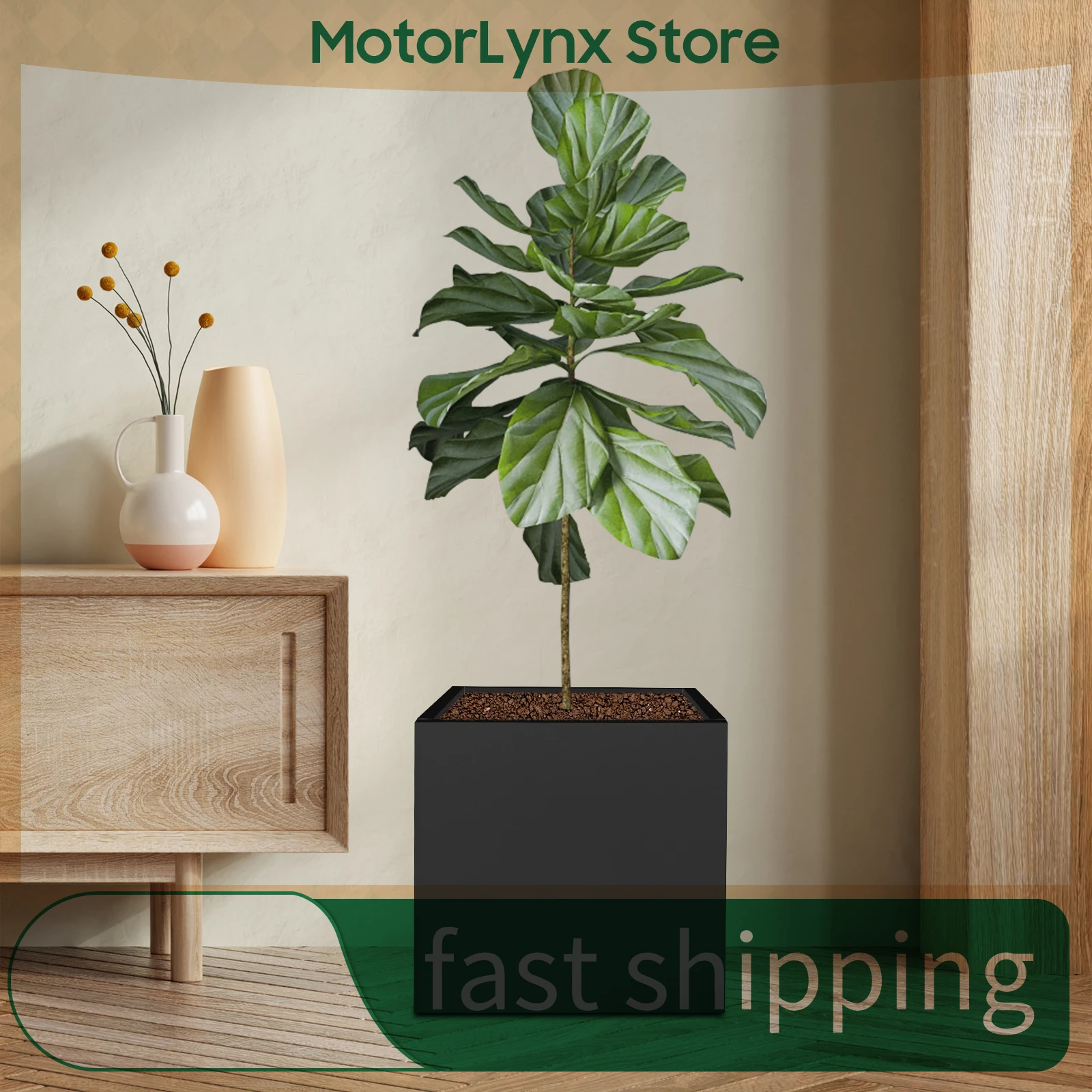 

Cube Planter Box Indoor/Outdoor Planter Square Outdoor Planter Black 20x20x20in