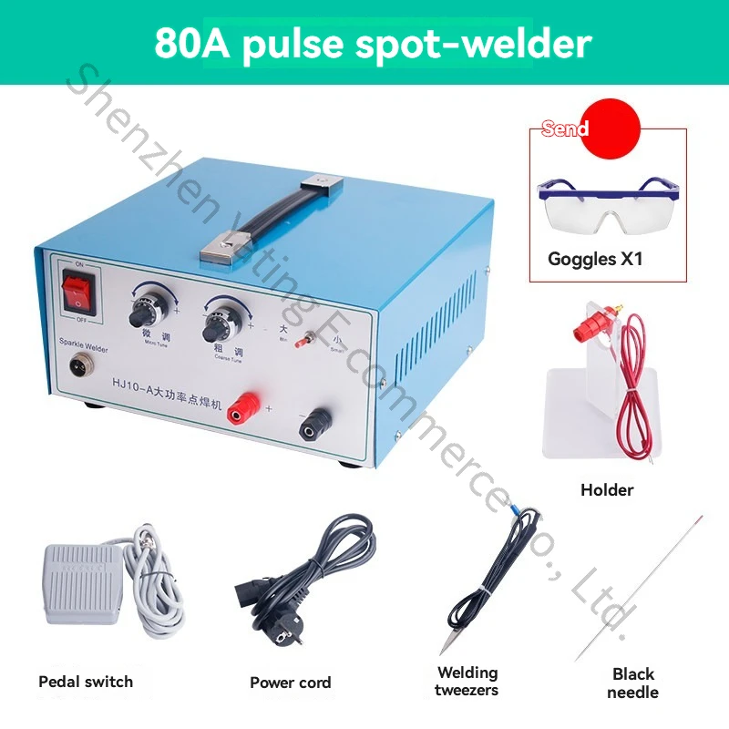 80A 500w Electric Sparking Pulse Arc Welding Machine, Jewelry Tool, Spot Welder with Foot Pedal for Gold,Silver