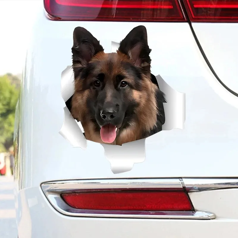 

Cartoon Happy German Shepherd Breaking Out 15cm PVC Weather Resistant Vinyl Car Sticker Decal for Window Bumper