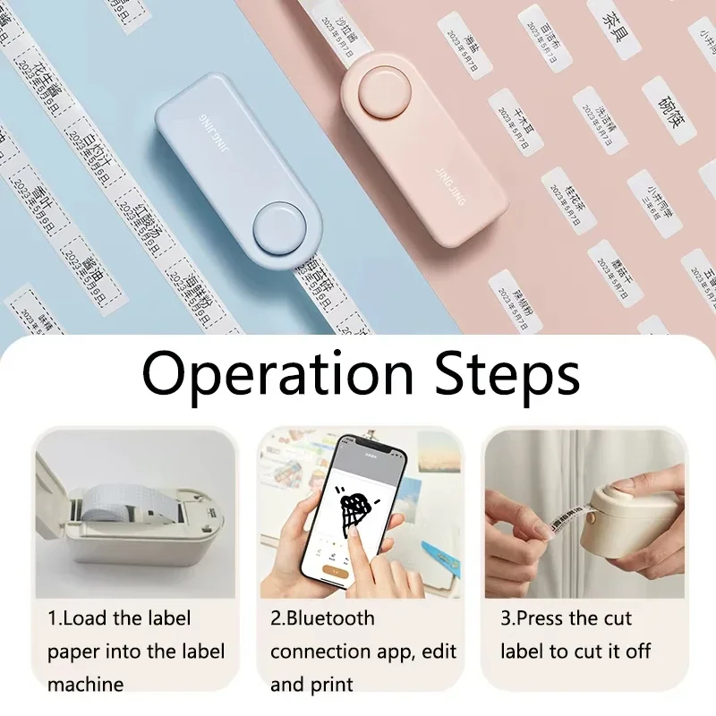 Mini stampante termica per etichette Creatore di adesivi Bluetooth wireless Stampante tascabile portatile senza inchiostro per etichette fotografiche Note Riviste Memo