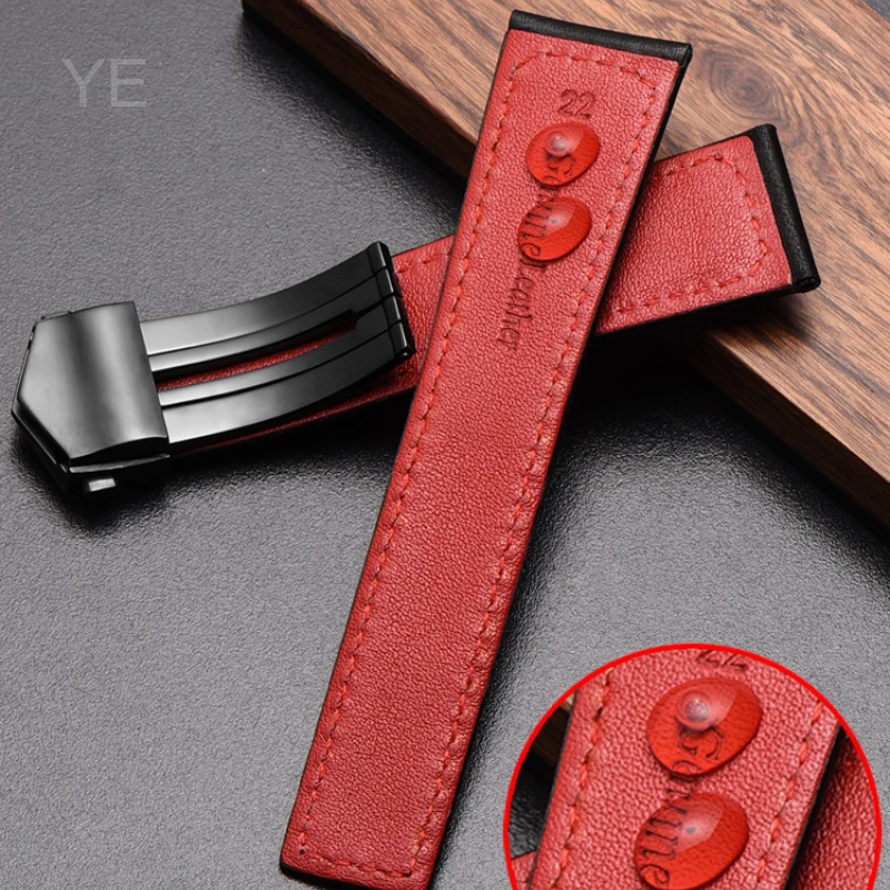 Натуральный безопасный для кожи ремешок для часов из натуральной яловой кожи 22 мм для серии Tag Heuer, элегантные джентльменские дышащие ремешки для часов, черные