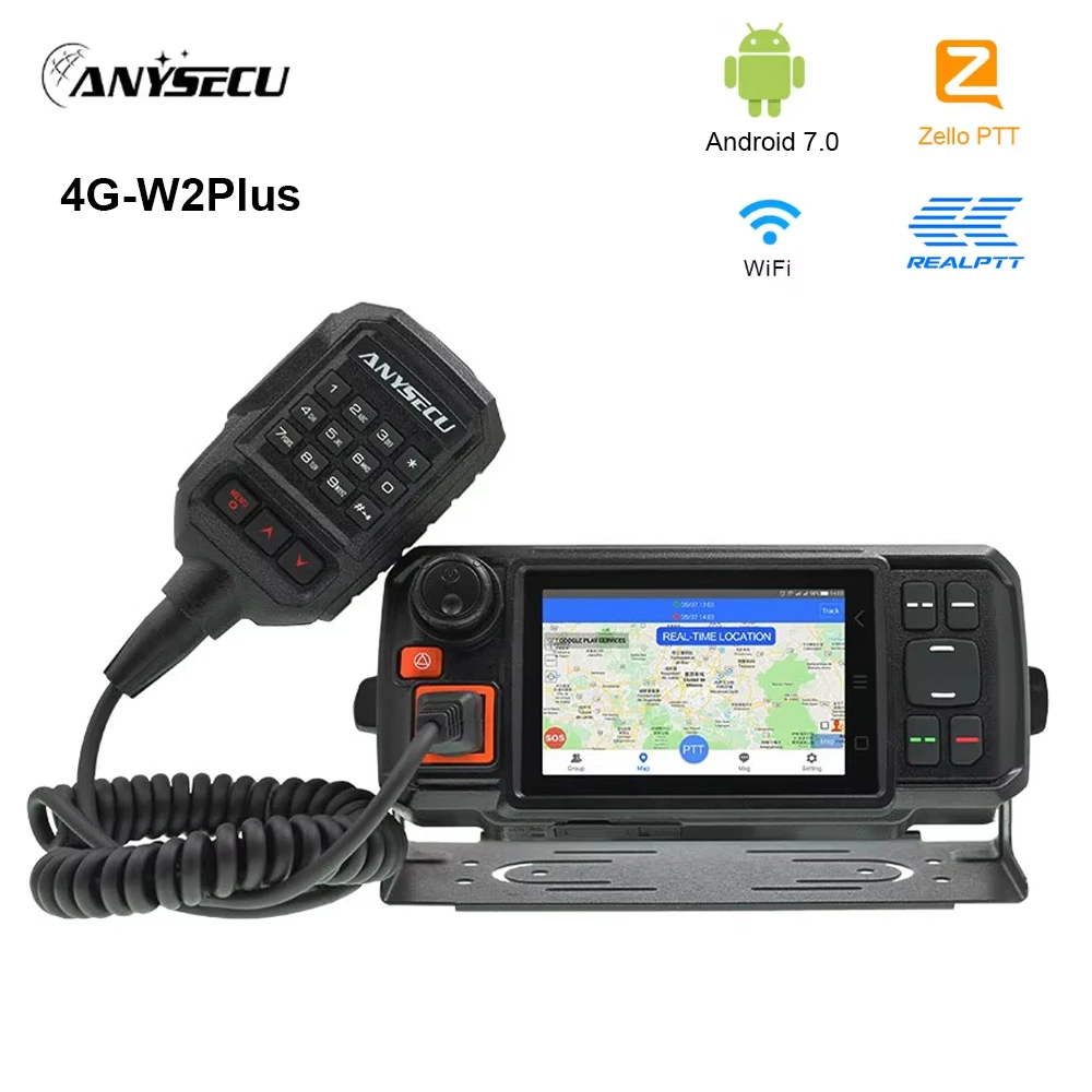 ANYSECU 4G-W2Plus 4G Network Radio Android 7.0 With GPS WIFI LTE Walkie Talkie N60 Work With Real-ptt Zello Walkiefleet