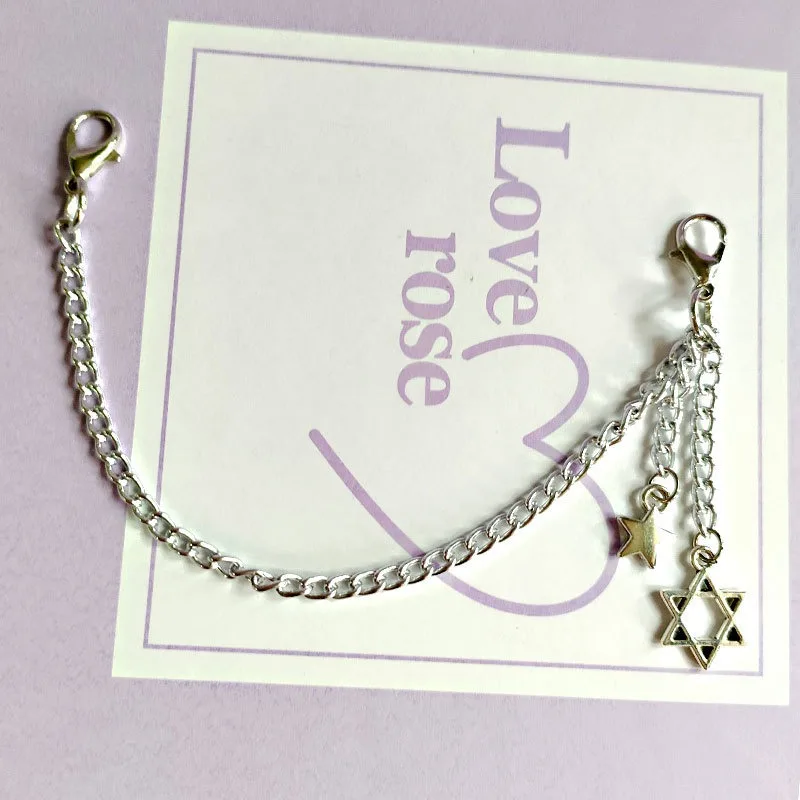 Silver Double‑Layer Shoe Chain Charms Detachable Lobster Clasp Side Shoe Ornaments Decor Accessories For Sneakers Casual Shoes
