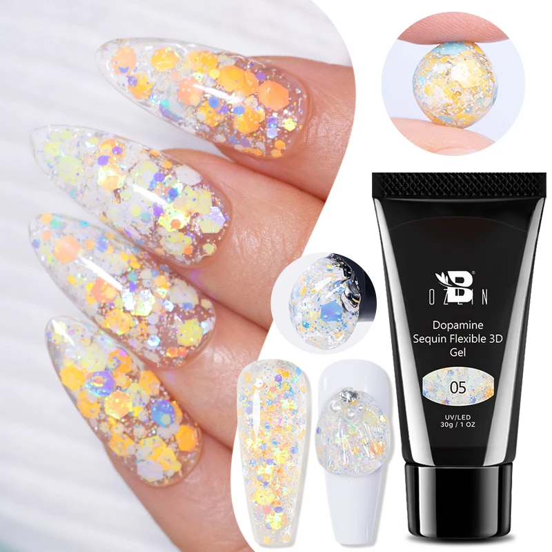 30g Quick Poly Glitter Extension Gel Nagellack Nude Milch Weiß Farbe Finger Verlängern Acryl Kristall Konstruktion Hartgel